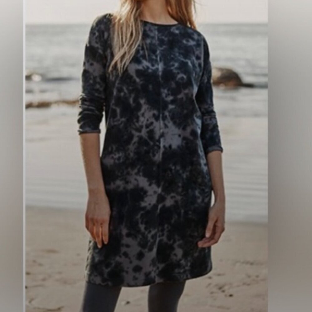 J. Jill | Cloud Tie-Dyed‎ Jersey Tunic Dress | Blue-Grey | Petite Medium (MP)